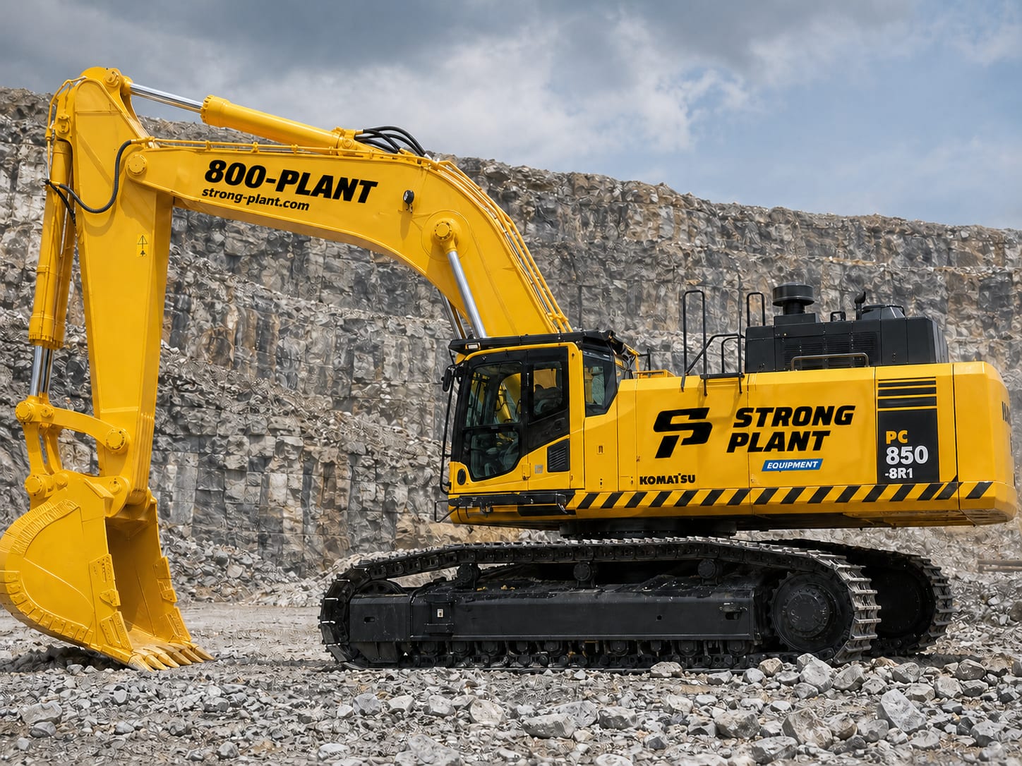 Strong Plant Komatsu PC850 crawler excavator on quarry site, UAE